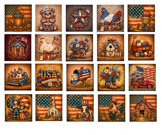 Americana USA 4x4 Canvas Prints Bundle 50% off Special ($75 value)