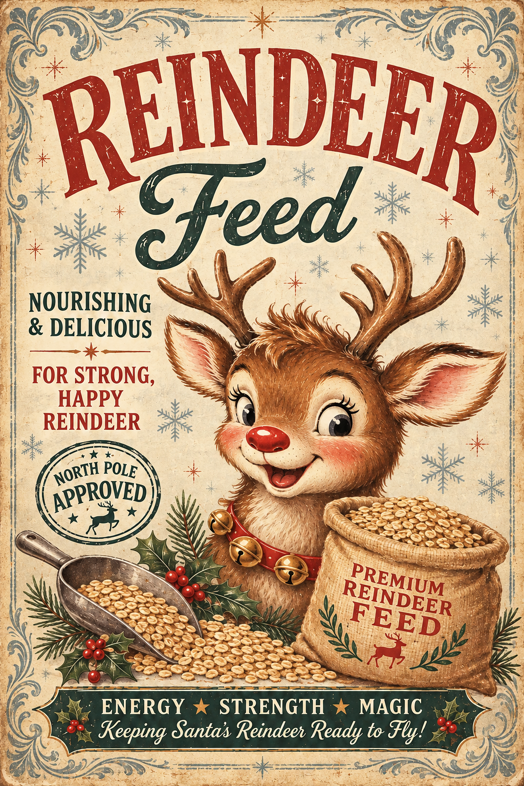 Reindeer Feed Christmas Fine Art Canvas - DIY Project Feed Sack Door Hanger