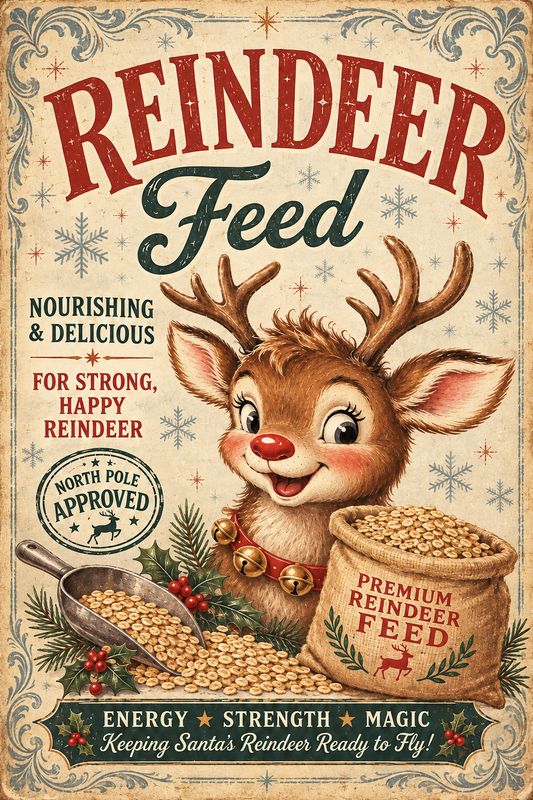 Reindeer Feed Christmas Fine Art Canvas - DIY Project Feed Sack Door Hanger