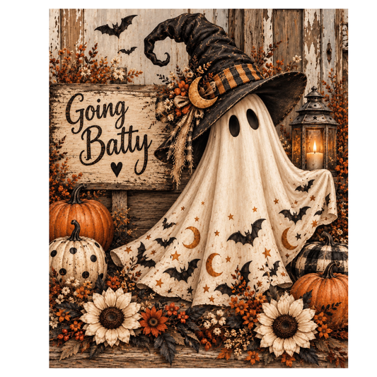 Going Batty Primitive Ghost - Fine Art Canvas