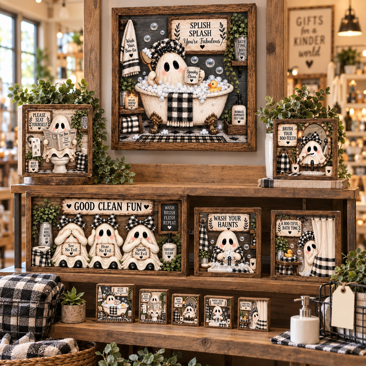 Halloween Ghost Bathroom DIY Canvas Bundle – 12 Prints in Mixed Sizes