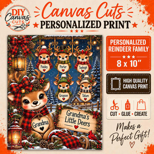 Personalized Christmas Reindeer Family Grandma Mom Canvas – 8x10"