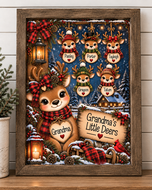 Personalized Christmas Reindeer Family Grandma Mom Canvas – 8x10"