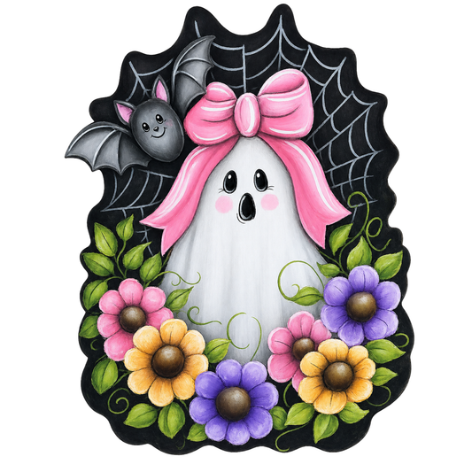 Cute Halloween Ghost Canvas | Pink Halloween Wall Decor