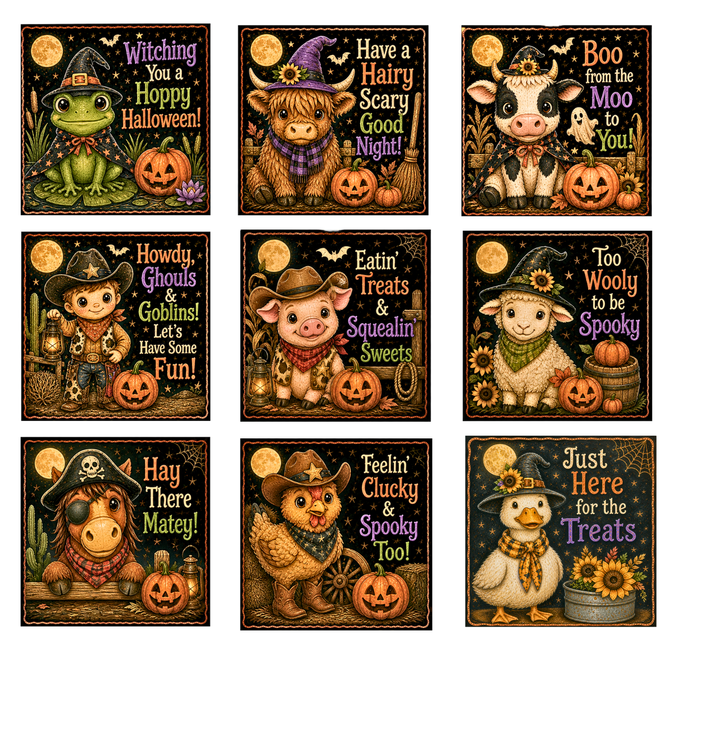 Farm Animal Halloween Canvas Prints Bundle 50% off Special ($64 value)