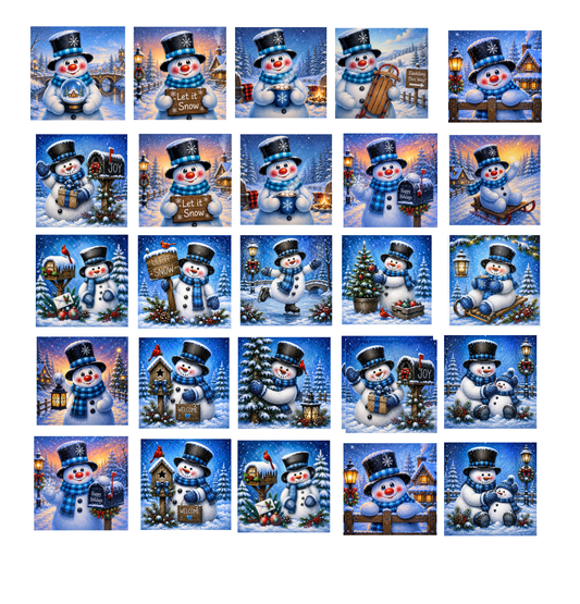 Snowman Collection 25 Winter Snowman 4x4" DIY Canvas Bundle | Premium Artist Canvas | DIY Canvas Cuts